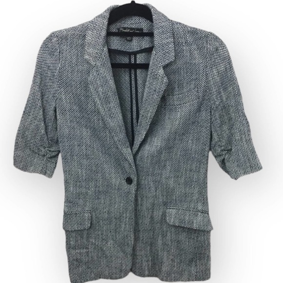 ELIZABETH and James Long Blazer Ruched Sleeve Size 10 - Picture 3 of 11